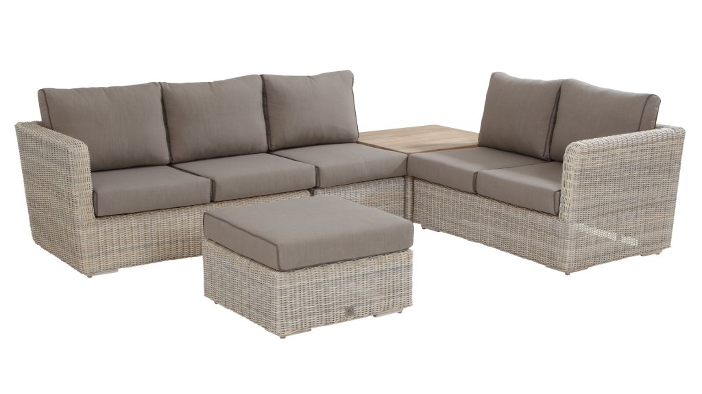 4 seasons outdoor elite loungeset met salontafel voetenbank en centerdeel