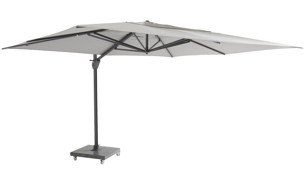 4 seasons outdoor hacienda zweefparasol 300x400cm mid grey