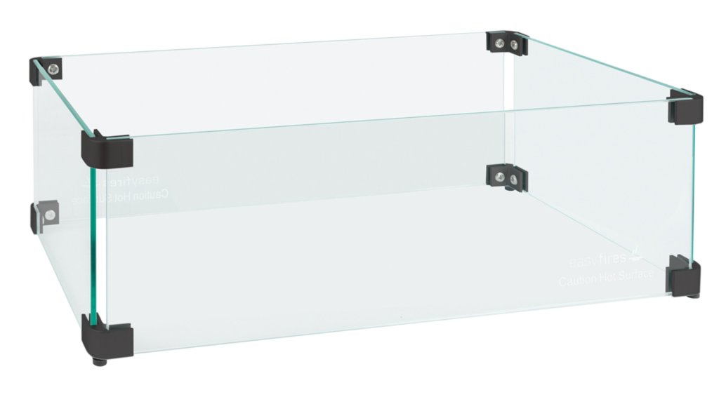 easyfires glasset rechthoek 50x25cm zwarte hoeken